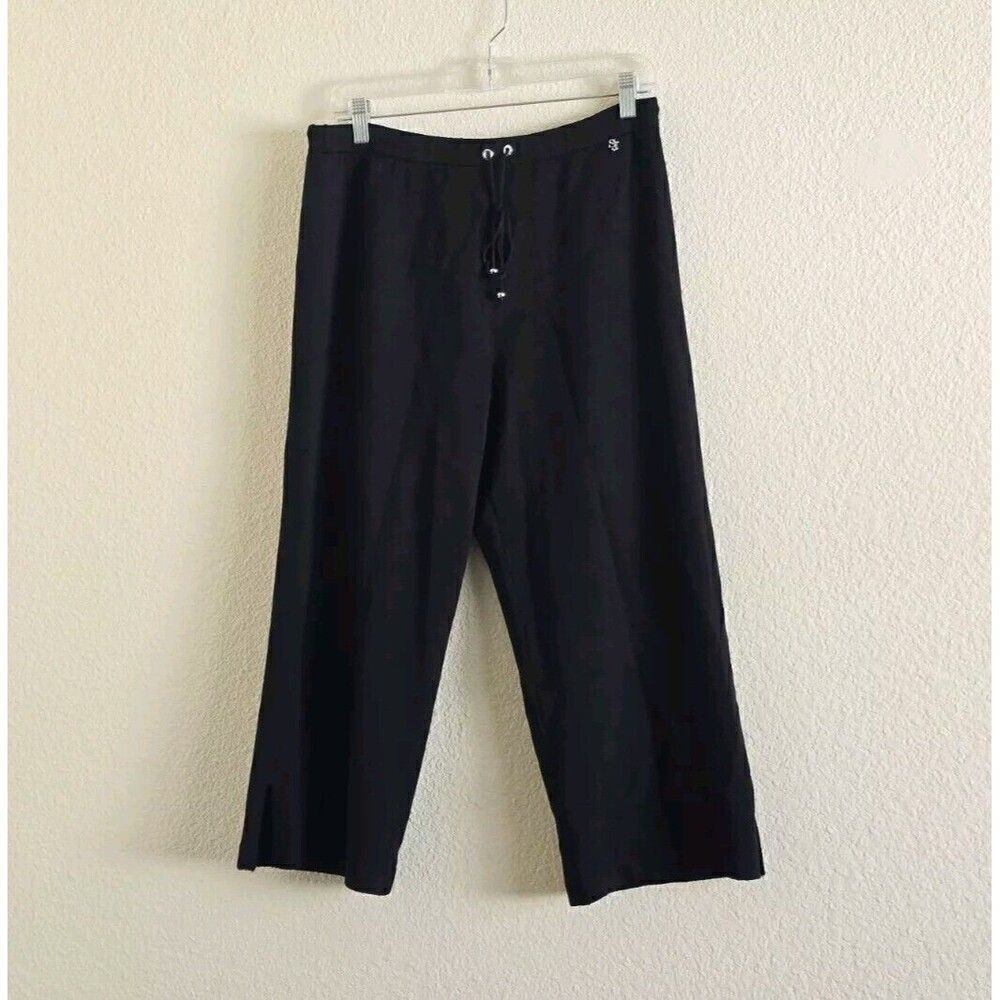 St. John Sport Black Santana Knit Drawstring Pants Size M